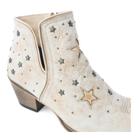Celestial Stardust Western Booties in White - White