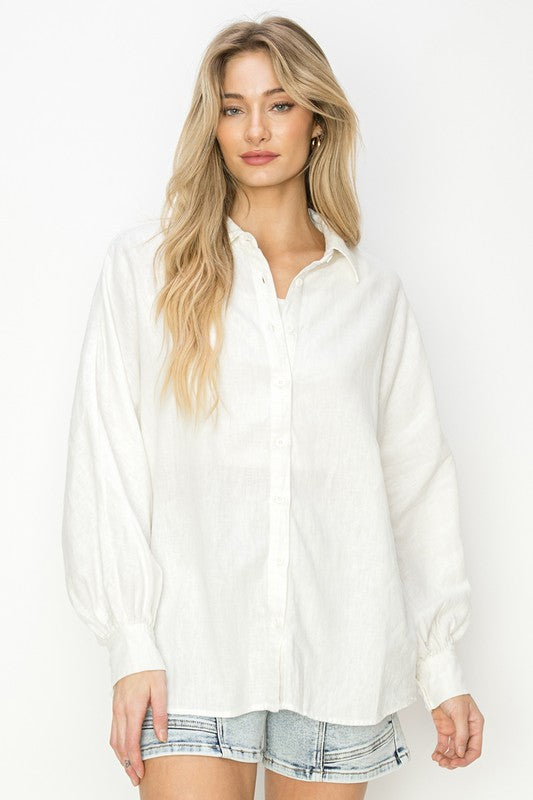 Clair Balloon Sleeve Linen Shirt