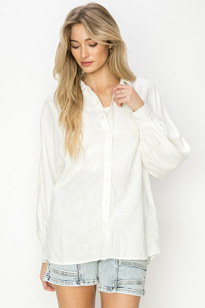 Clair Balloon Sleeve Linen Shirt