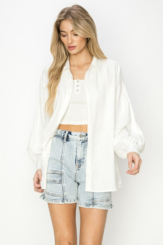 Clair Balloon Sleeve Linen Shirt