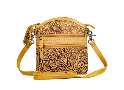 Clarendon Embossed Leather Bag in Yellow