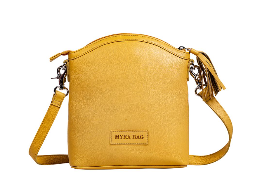 Clarendon Embossed Leather Bag in Yellow