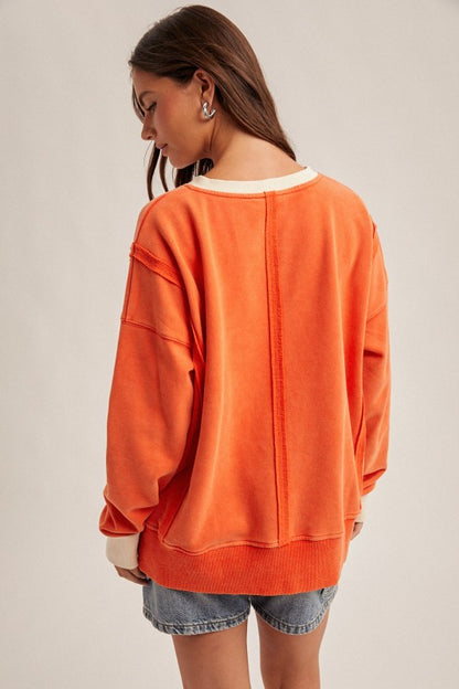 Color Block Snow Wash Oversized Sweatshirt