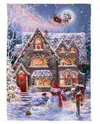 Colorful Christmas House Suede Flag