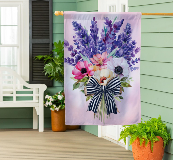 Colorful Floral Bouquet Suede Flag
