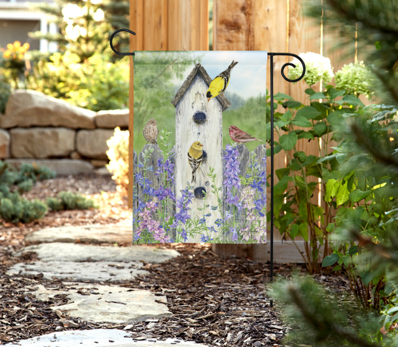 Country Birdhouse Garden Flag