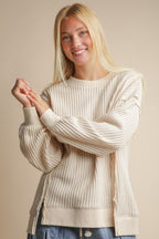 Elise Oversized Waffle Knit Casual Top
