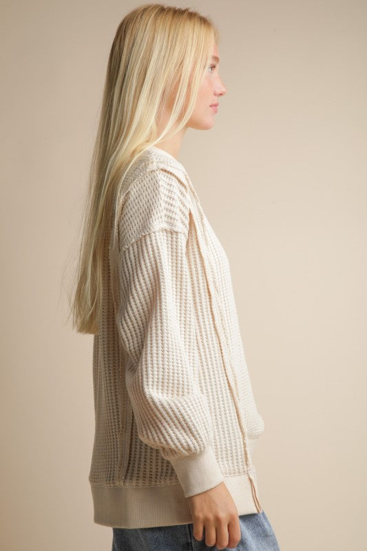Elise Oversized Waffle Knit Casual Top