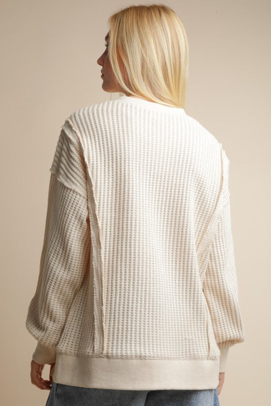 Elise Oversized Waffle Knit Casual Top