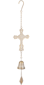 Gold with Whitewash Cross Windchime