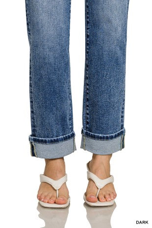 Cuffed Straight Denim Pants