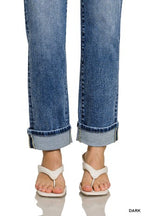 Cuffed Straight Denim Pants