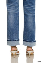 Cuffed Straight Denim Pants