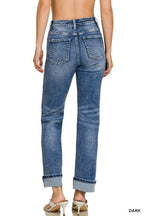 Cuffed Straight Denim Pants