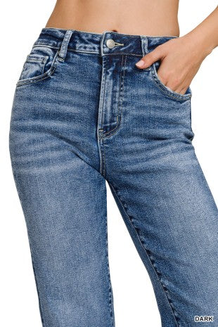 Cuffed Straight Denim Pants