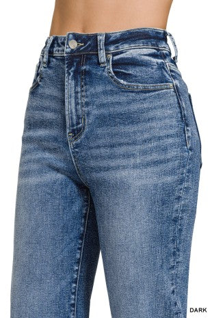 Cuffed Straight Denim Pants