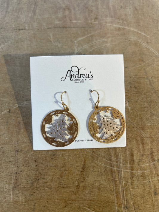 Gold/Silver Tree Circle Earrings