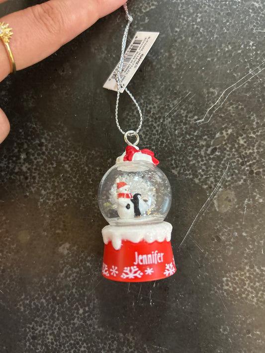 Jennifer Mini Snow Globe Ornament