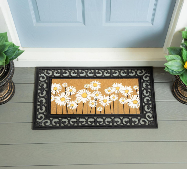 Daisy Scape Flocked Coir Sassafras Switch Mat, 22"x10"
