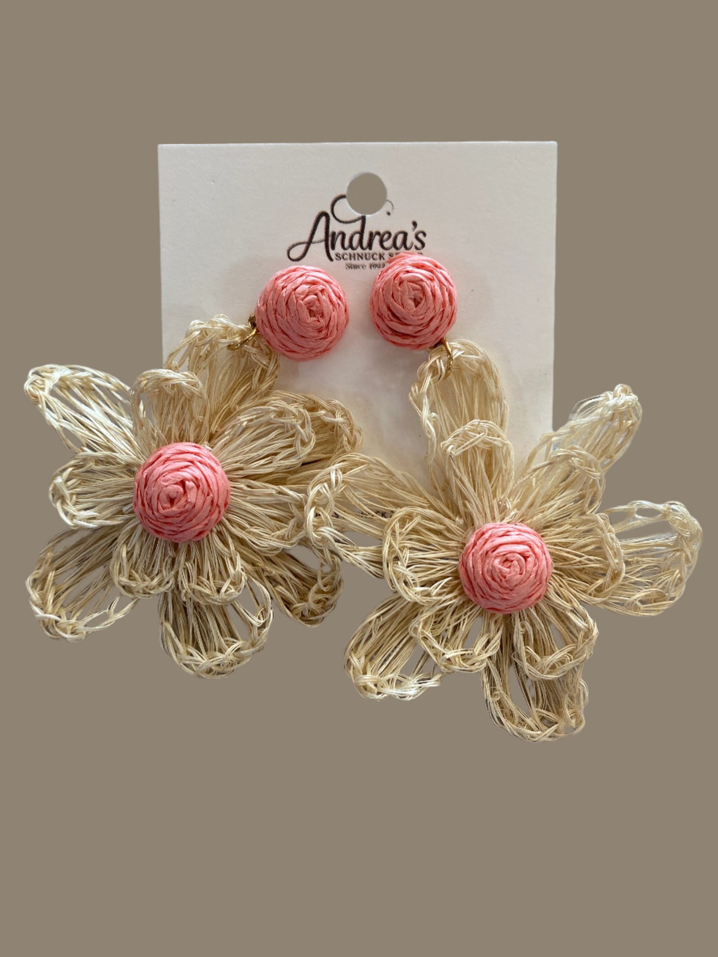 Natural Daisy With Pink Earrings