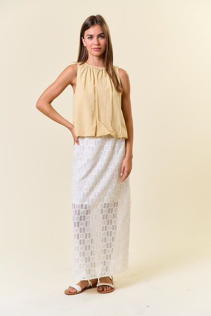 Cotton Bubble Crop Top W Back Neck Keyhole Closure