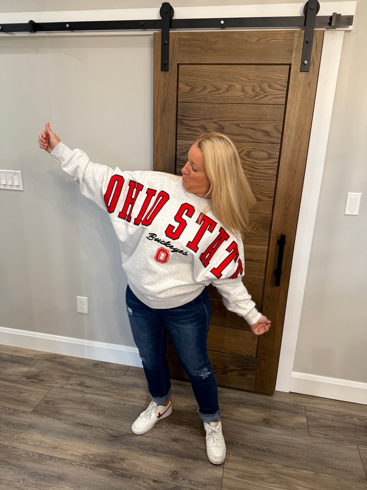 Ohio State Buckeyes Flannigan Oversized Crew Neck Fleece One Size Fits Most(Small-2X)