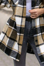 EMELIA JACKETPLAID PRINT BUTTON FRONT FLAP DETAIL SHACKET