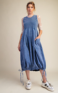 MAYA MINERAL WASHED RIB KNIT & COTTON WOVEN MIX CARGO MAXI DRESS