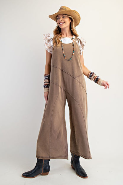 Easel Mineral Washed Cotton Span Jumpsuit