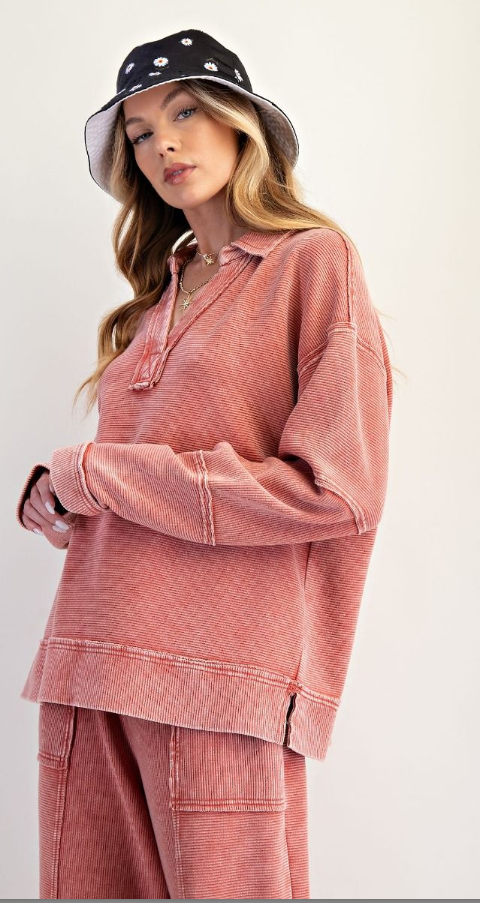 Easel Textured Thermal Washed Pullover