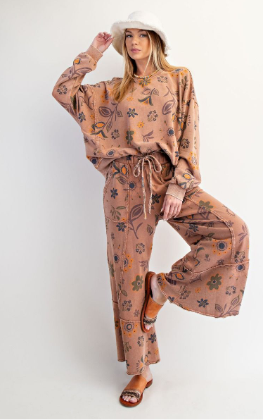 Easel Floral Print Wash Sweatshirt