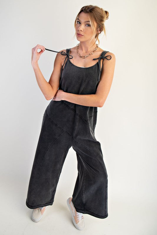Easel Mineral Washed Cotton Span Jumpsuit