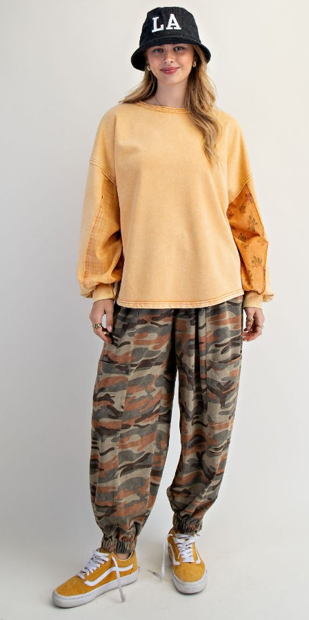 Easel Dolman Mixed Terry Pullover