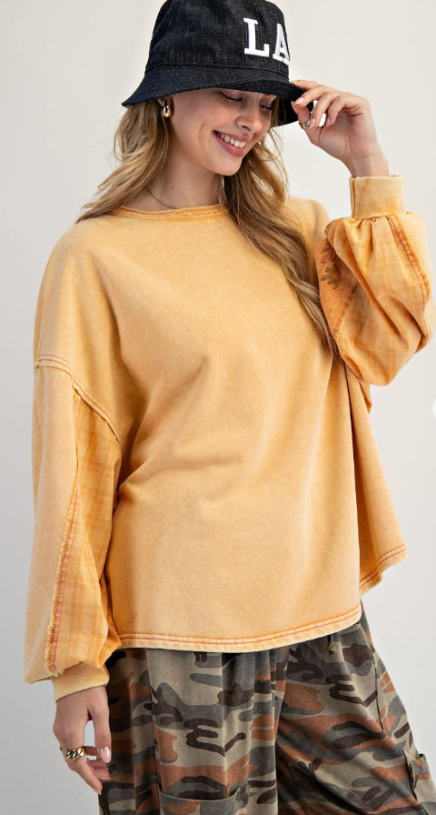Easel Dolman Mixed Terry Pullover