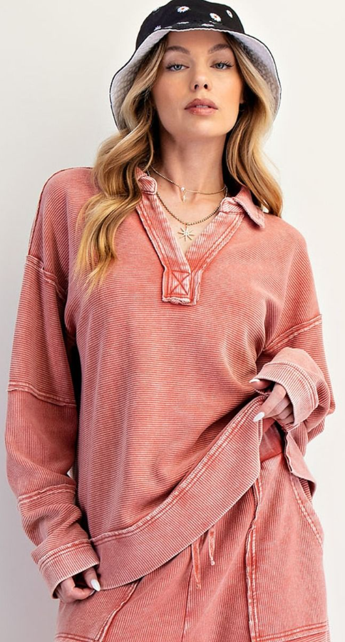 Easel Textured Thermal Washed Pullover