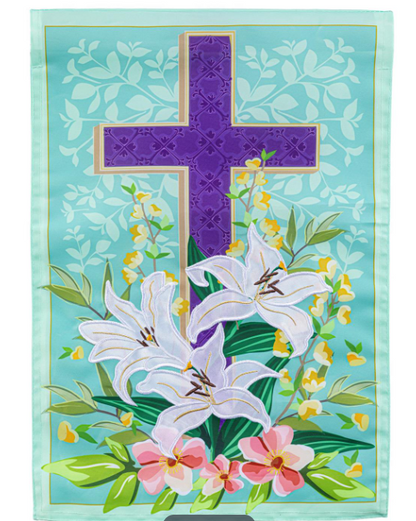 Easter Cross Applique Flag