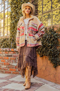 ETHNIC PRINT BUTTON DOWN SHACKET