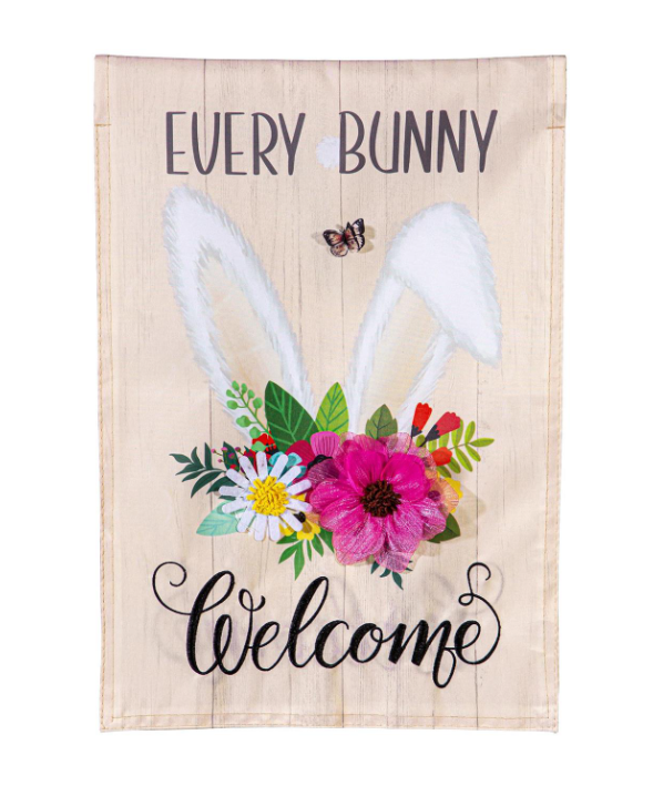 Every Bunny Welcome Applique Flag