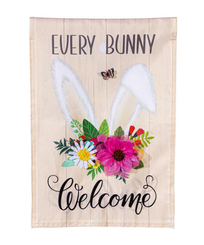 Every Bunny Welcome Applique Flag