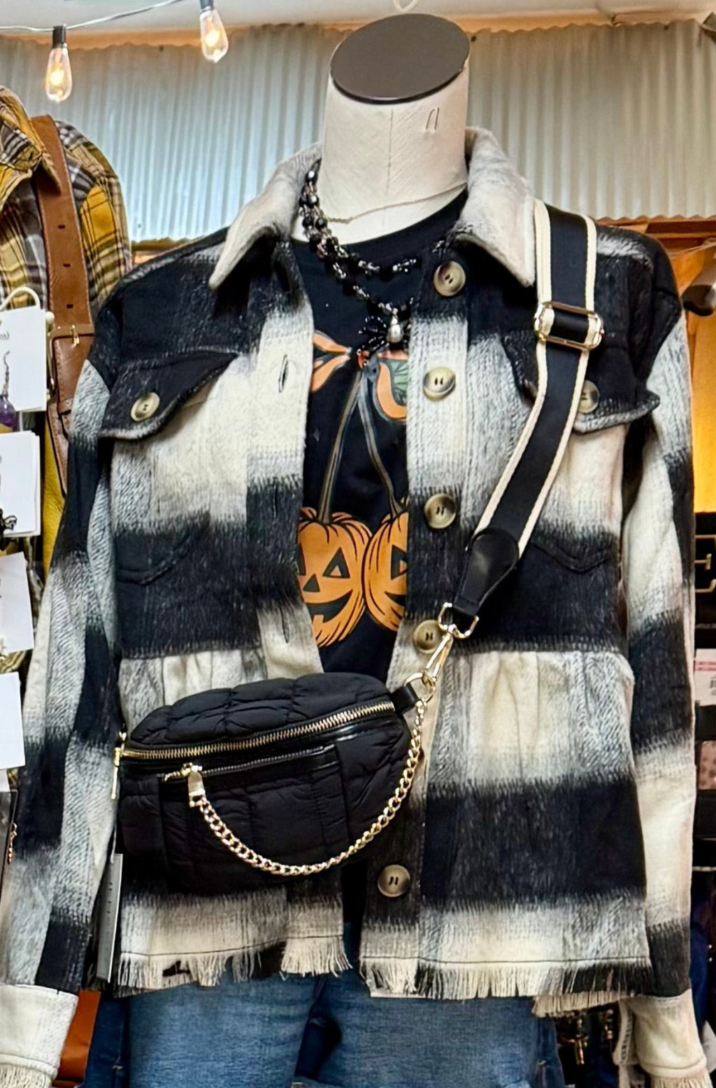 Perfect Peplum Fringe Plaid Jacket