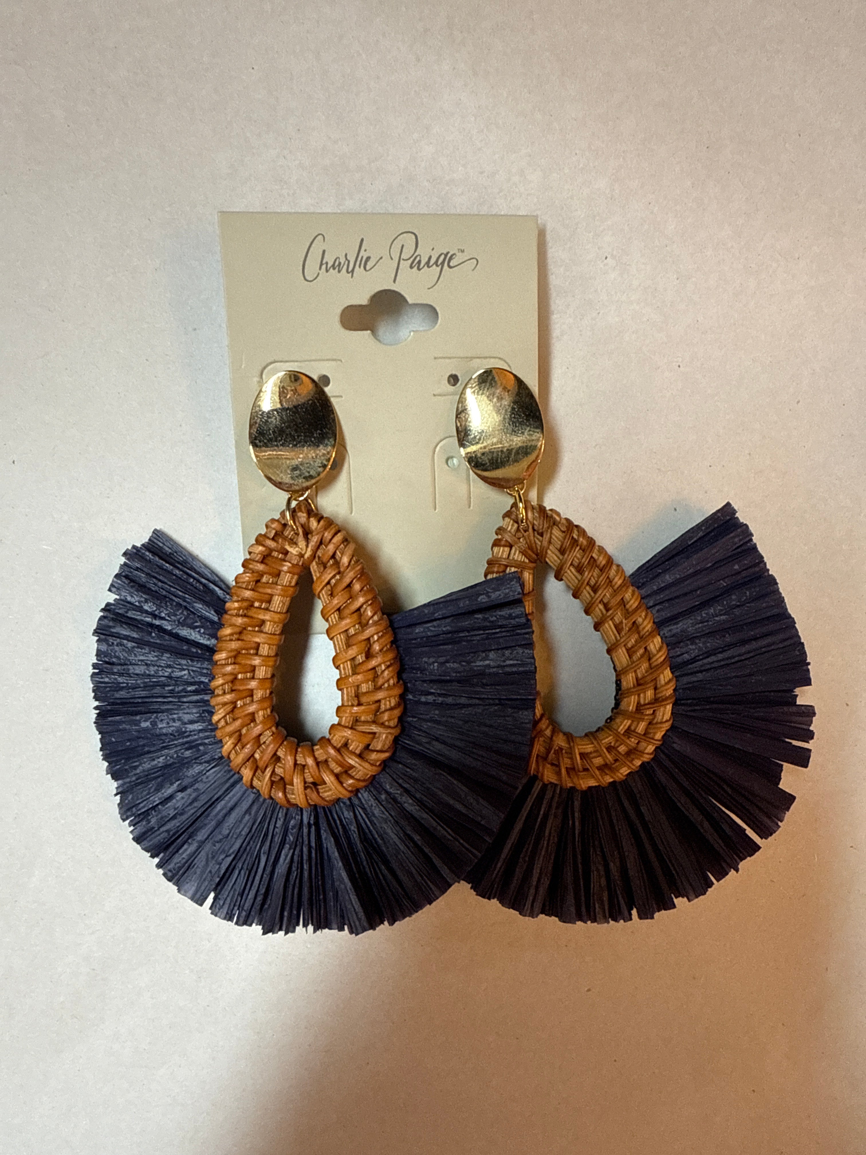 Straw Woven Teardrop Earrings