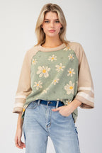 GEORGIA FLOWER PRINTED MINERAL WASHED TOP