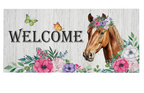 Floral Horse Welcome Sassafras Switch Mat