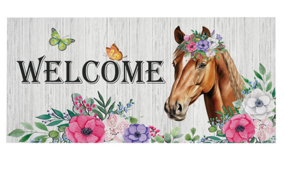 Floral Horse Welcome Sassafras Switch Mat