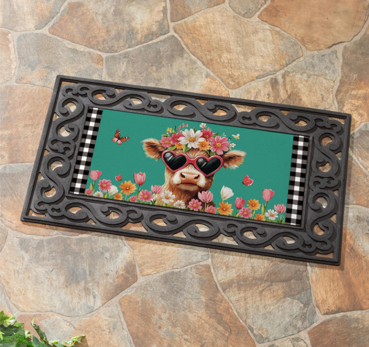 Floral Sunglasses Highland Cow Sassafras Switch Mat