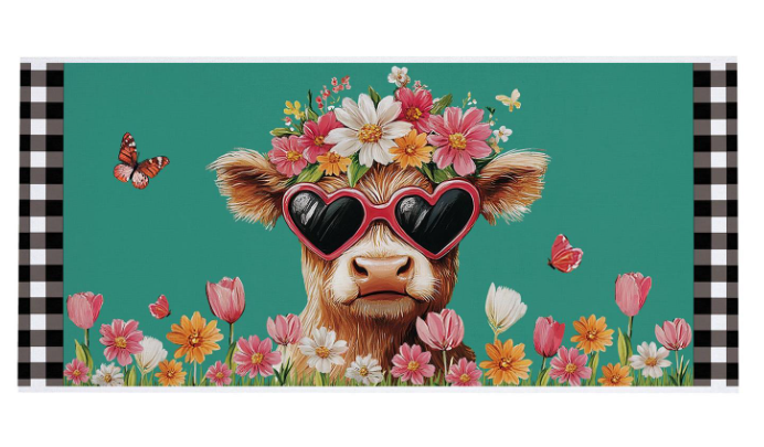 Floral Sunglasses Highland Cow Sassafras Switch Mat