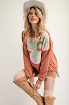 Flower Patch Mineral Washed Terry Knit Pullover