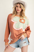 Flower Patch Mineral Washed Terry Knit Pullover