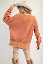 Flower Patch Mineral Washed Terry Knit Pullover