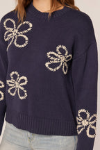 Flower Stitching Embroidered Detail Sweater